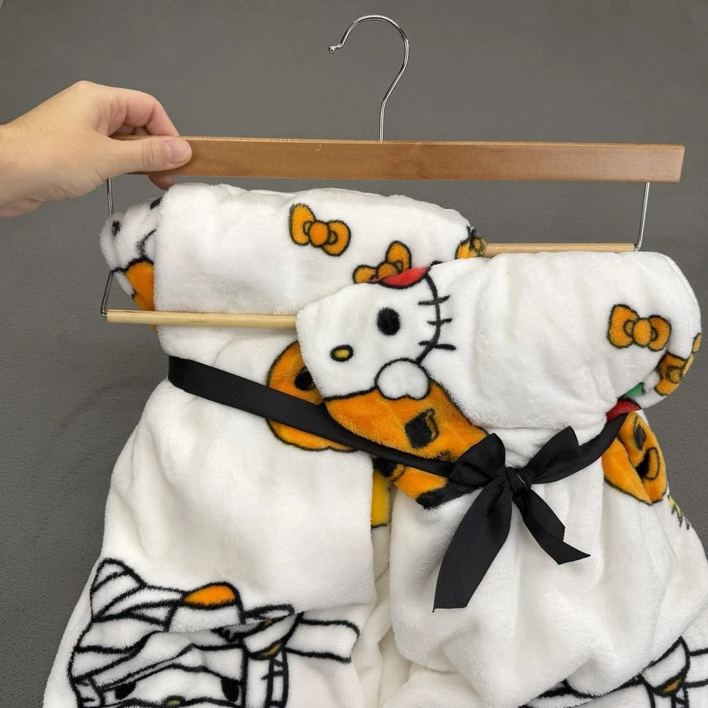 Hello Kitty Halloween Blanket Throw White Witch Ghost Mummy Pumpkin 2 Pack New